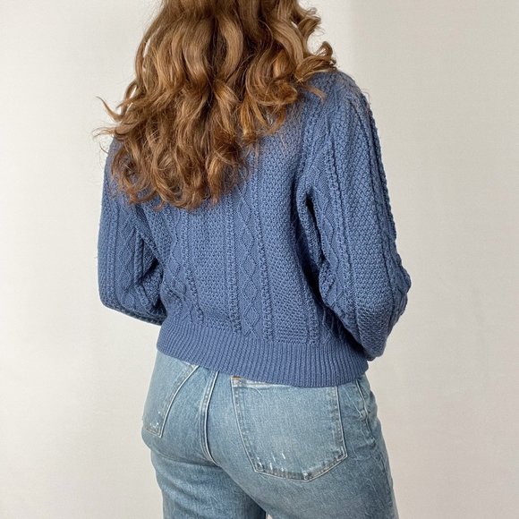 Vintage Austrian Cable Knit Wool Oversized Cardigan Sweater Nordic Scandinavian - Picture 3 of 9